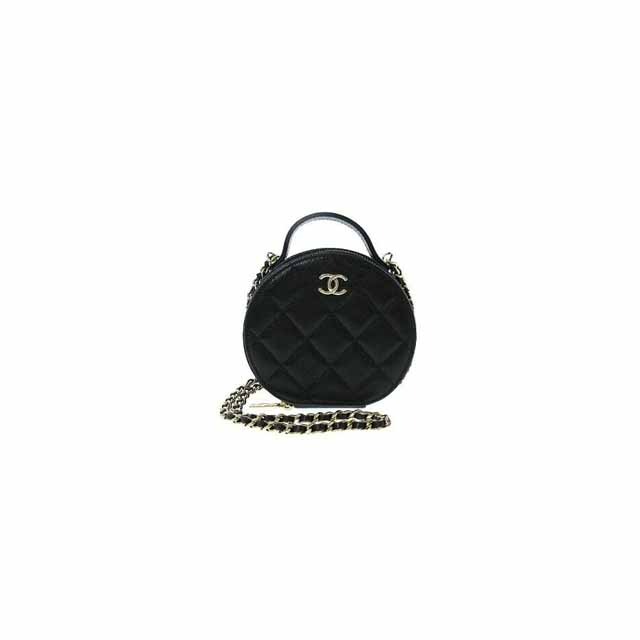 Chanel Small Vanity With Chain Grained Calfskin & Gold Black