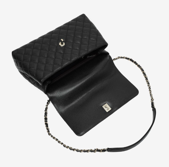 Chanel Medium Flap Bag with Top Handle Grained Calfskin & Gold Black