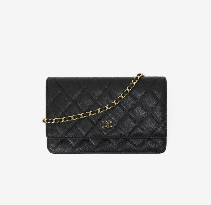 Chanel Classic Wallet On Chain Grained Calfskin & Gold Black