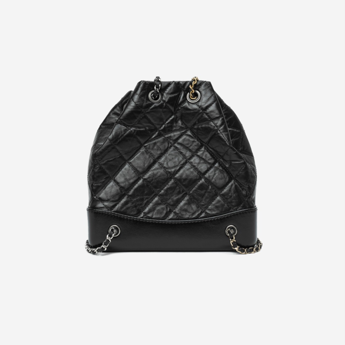 Chanel Small Gabrielle Backpack Aged Calfskin & Gold Silver Black