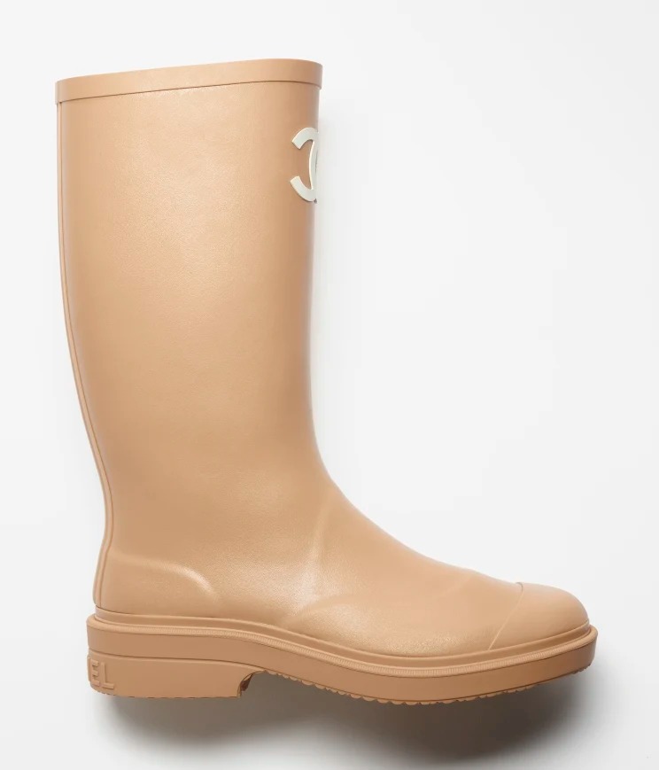 Chanel High Boots Caoutchouc & Dark Beige