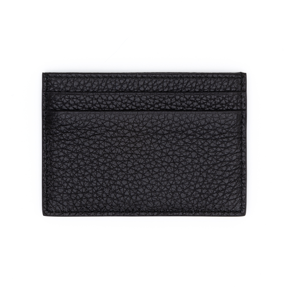 Prada Triangle Logo Stitch Black Card Wallet 