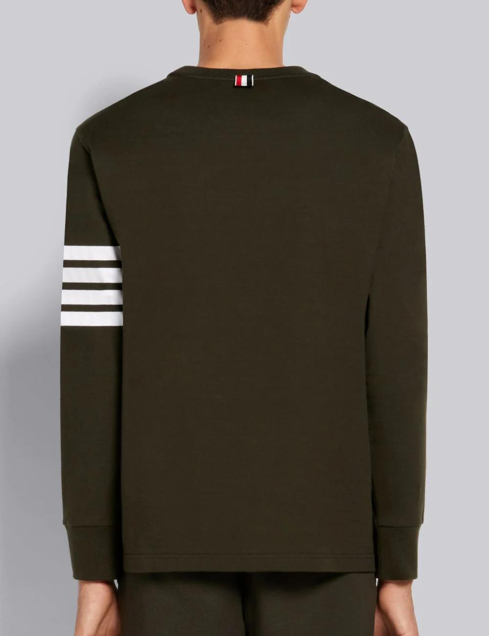DARK GREEN MEDIUM WEIGHT JERSEY 4-BAR STRIPE OVERSIZED LONG SLEEVE TEE