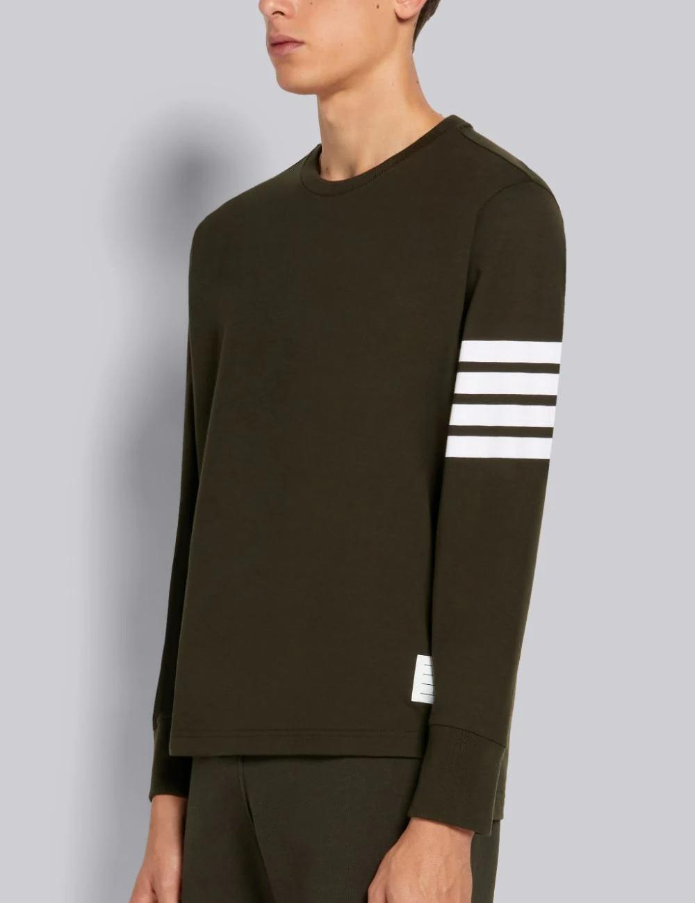 DARK GREEN MEDIUM WEIGHT JERSEY 4-BAR STRIPE OVERSIZED LONG SLEEVE TEE