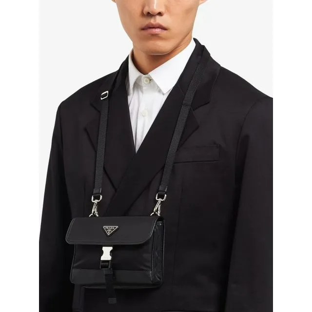 Black logo smartphone shoulder bag