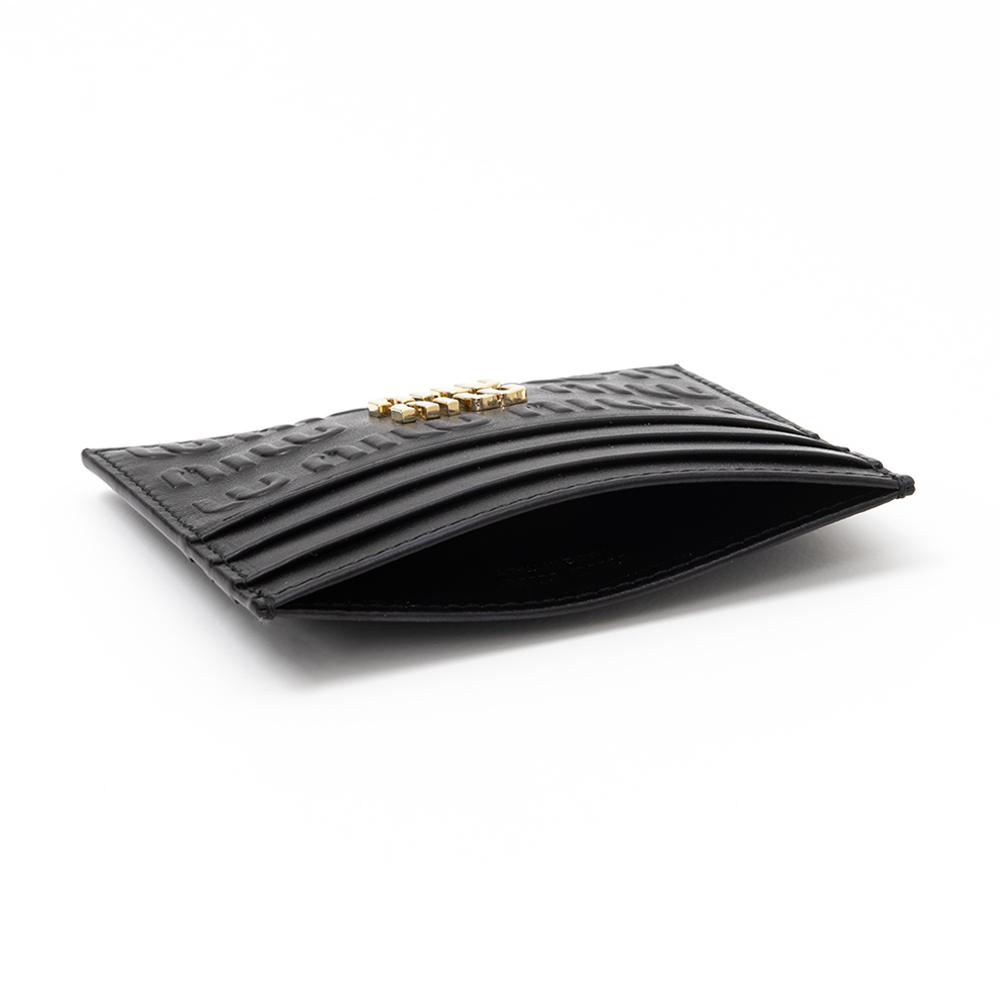 Embossed Leather Black Women's Card Wallet