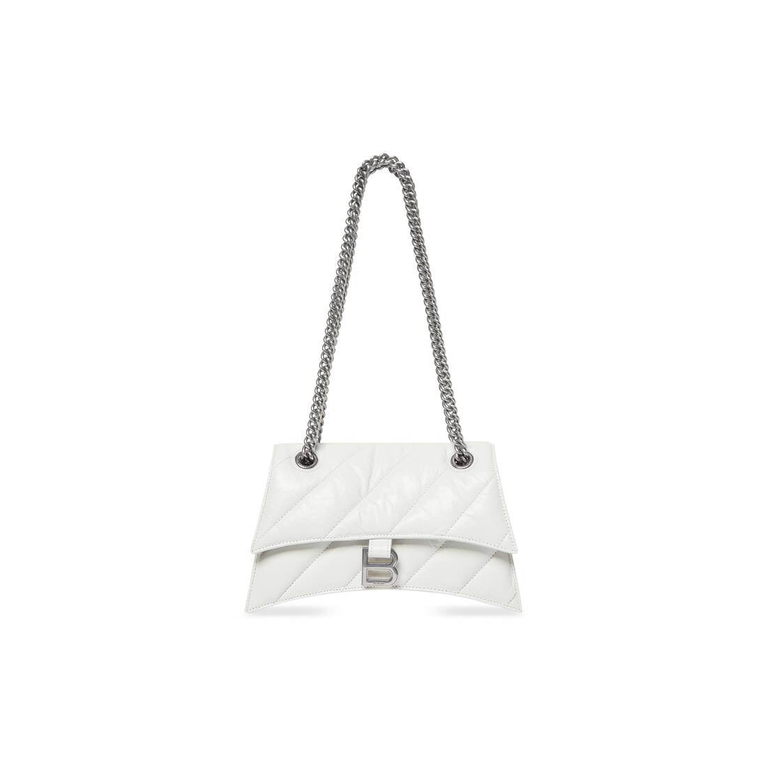 Quilted CRUSH Small Chain Bag For Women in Optic White