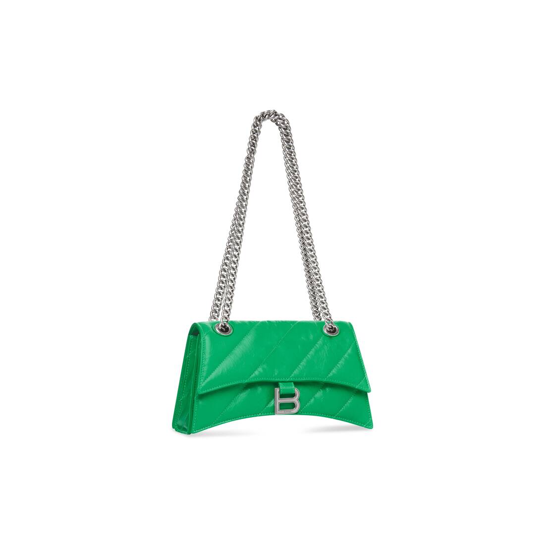 Quilted CRUSH Small Chain Bag for Women in Bright Green