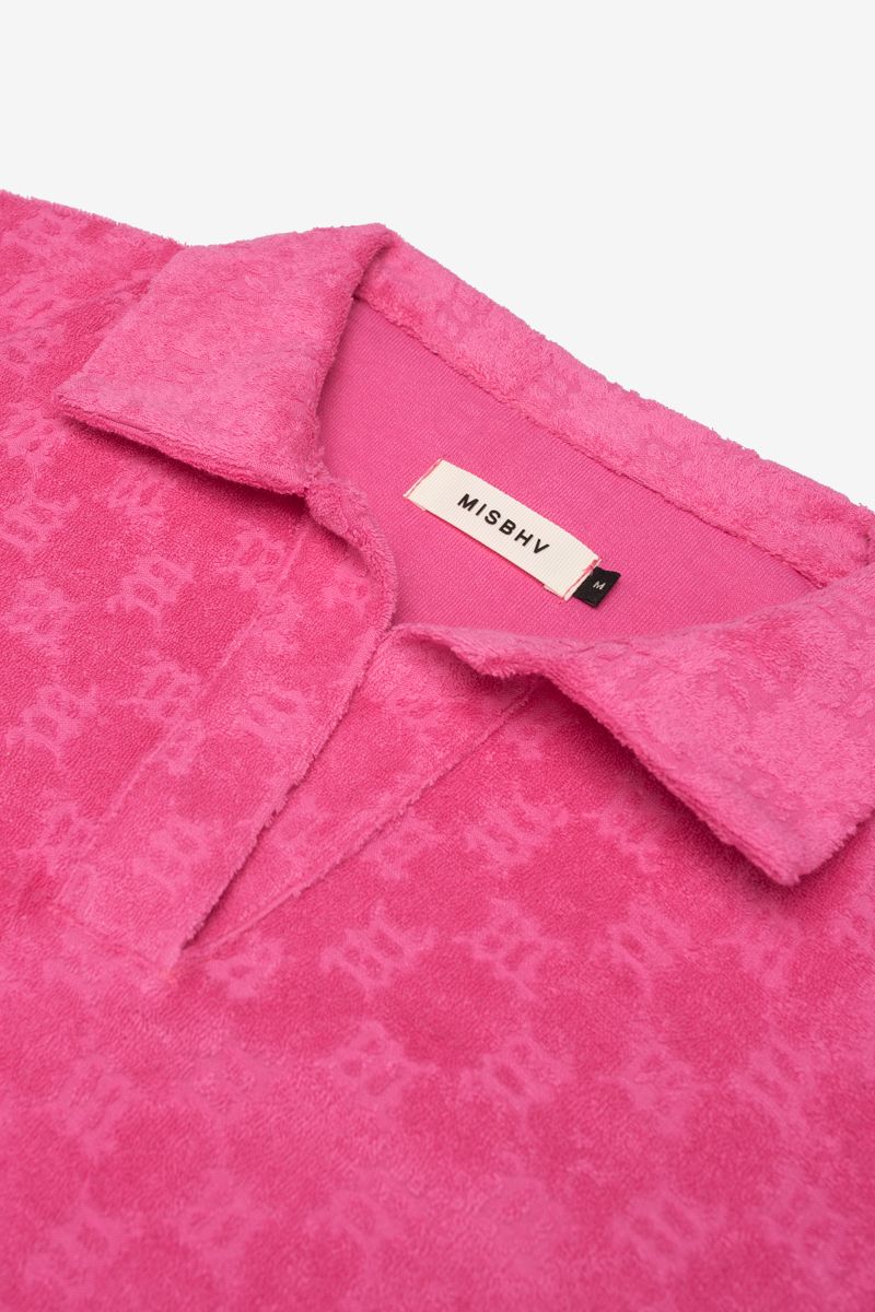 Towelling Monogram Tight Polo Fuchsia
