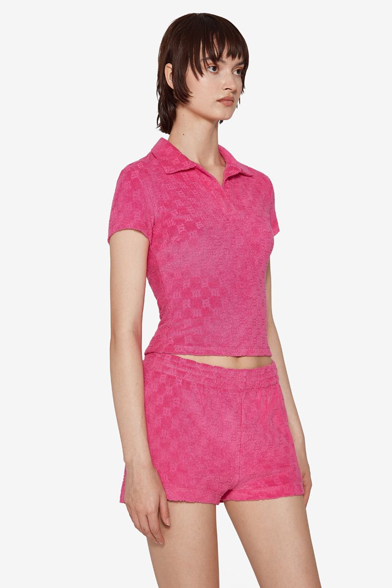 Towelling Monogram Tight Polo Fuchsia