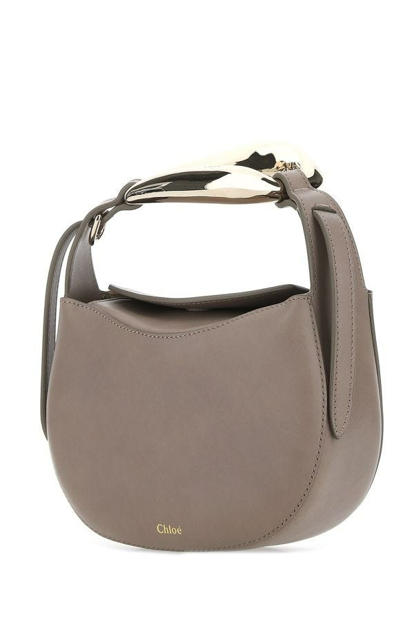 Dove grey leather small Kiss handbag