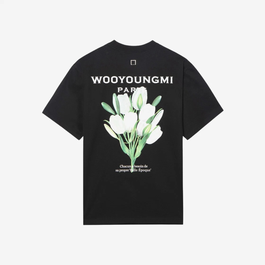 Wooyoungmi Flower Print Back Logo T-Shirt Black