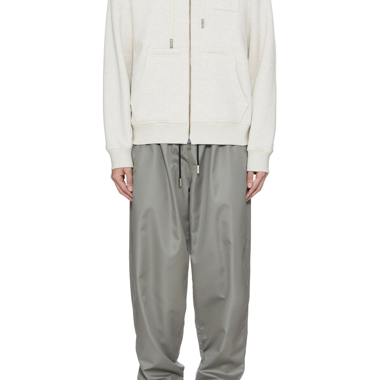 Wooyoungmi Cotton Back Logo Hoodie Ivory