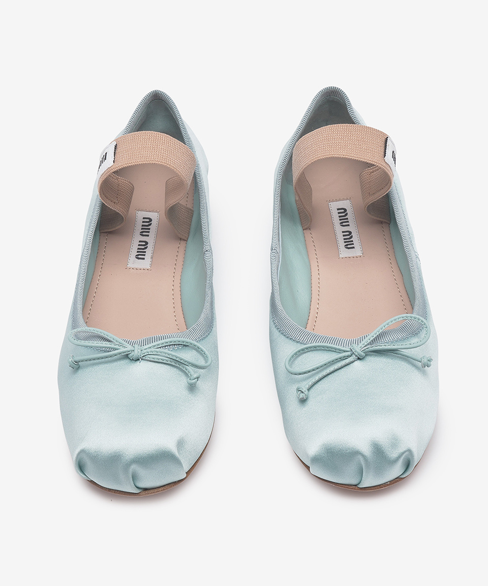 SATIN BALLERINA FLAT SHOES