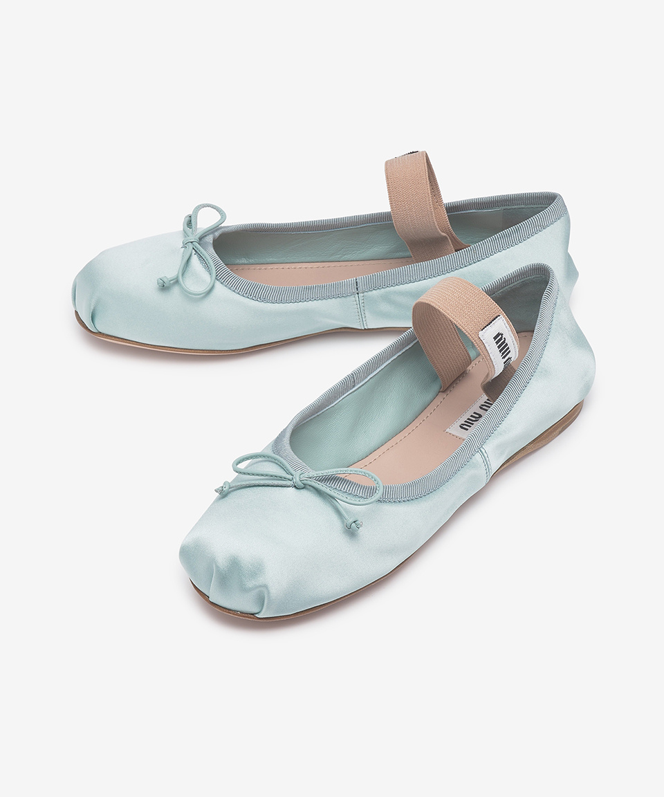 SATIN BALLERINA FLAT SHOES