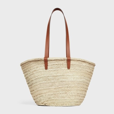 MEDIUM TRIOMPHE CELINE CLASSIC PANIER IN PALM LEAVES AND CALFSKIN