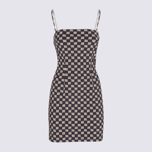Monogram Spaghetti Mini Dress Black