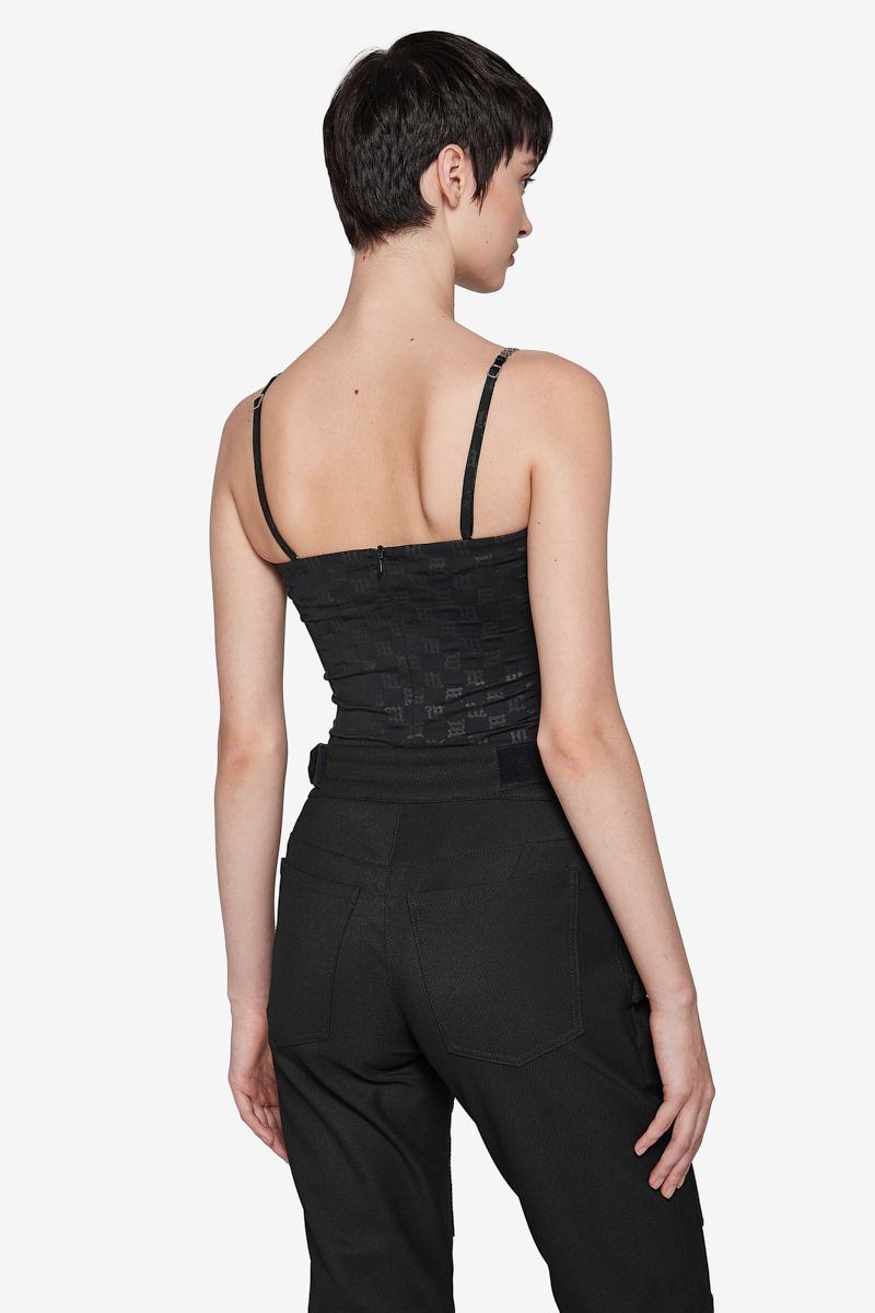 Black Monogram Spaghetti Top