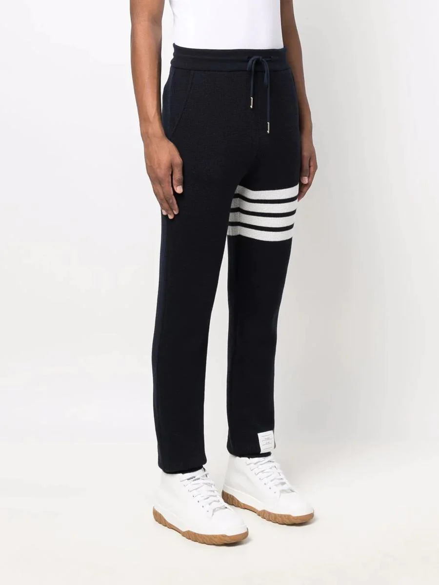 THOM BROWNE WAFFLE-KNIT CASHMERE TRACK PANTS