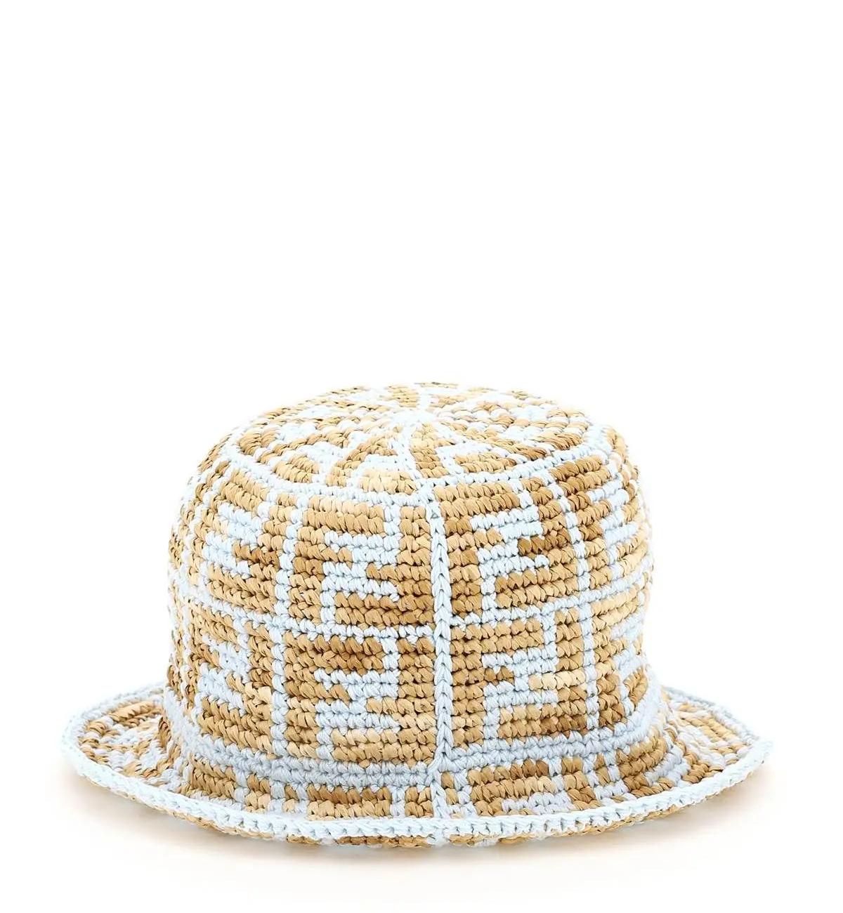 COTTON AND RAFFIA BUCKET HAT FENDI