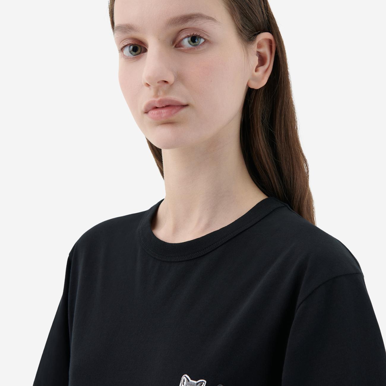 Maison Kitsune Double Monochrome Fox Head Patch Classic T-Shirt Black