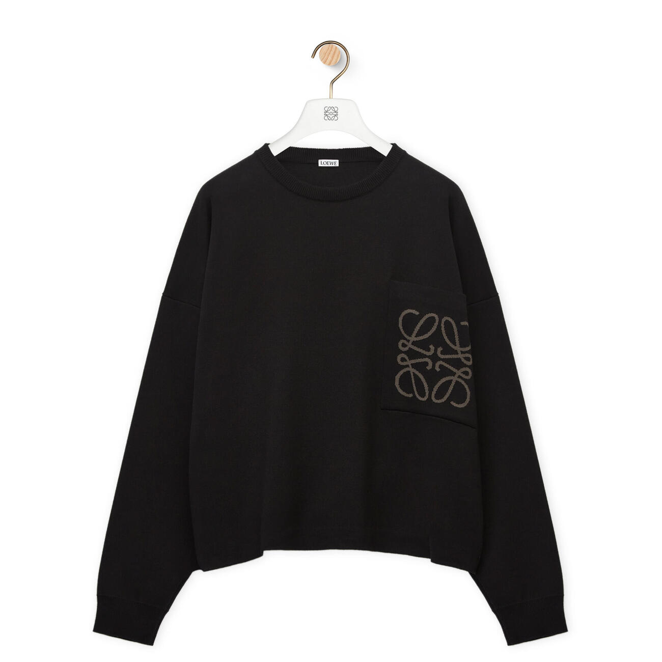 Anagram pocket sweater in cotton and viscose - Black