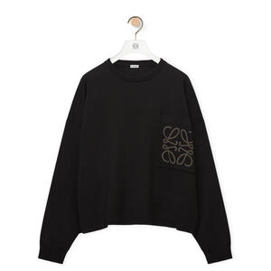 Anagram pocket sweater in cotton and viscose - Black