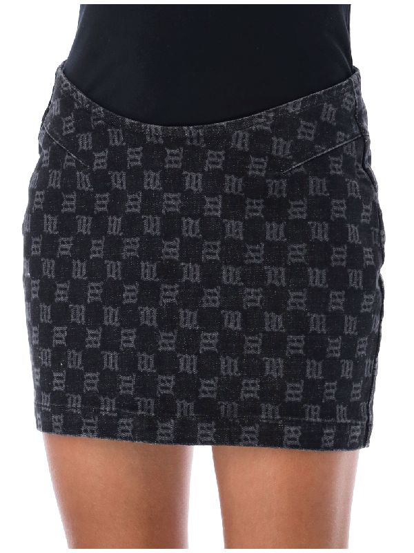 DENIM MONOGRAM MINI SKIRT BLACK 