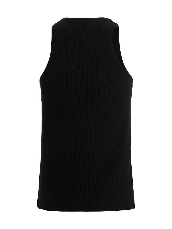 Logo-embroidered ribbed cotton tank top