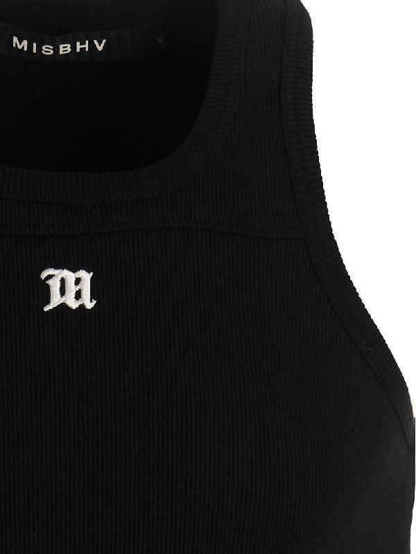 Logo-embroidered ribbed cotton tank top