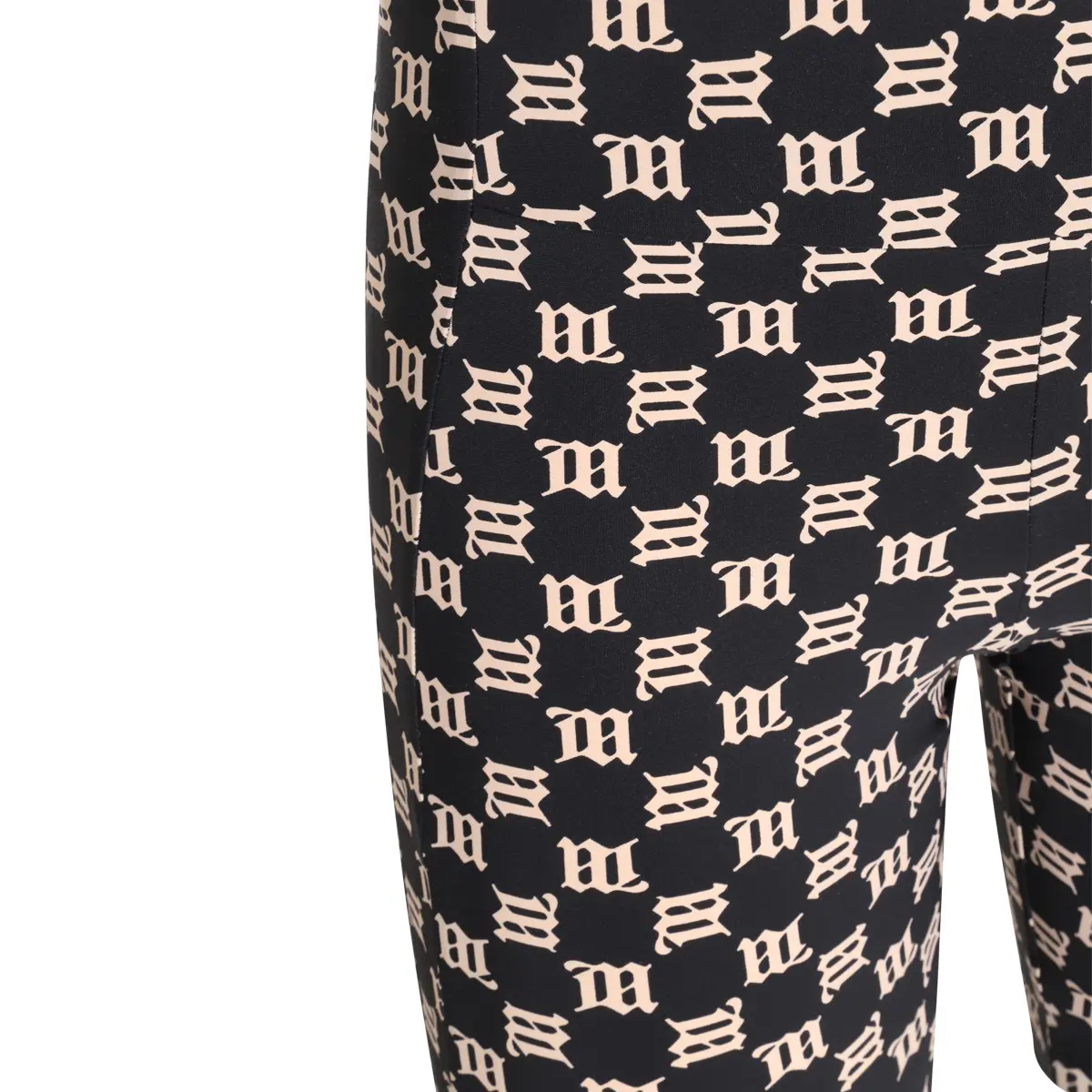 MISBHV BLACK AND BEIGE MONOGRAM BIKER SHORTS