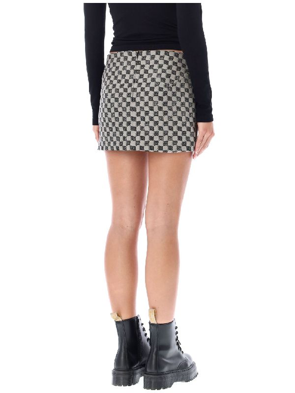 Misbehave Monogram Jacquard Low Waist Mini Skirt 