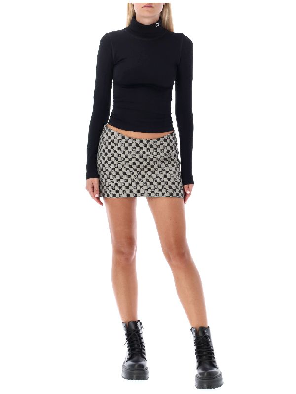 Misbehave Monogram Jacquard Low Waist Mini Skirt 