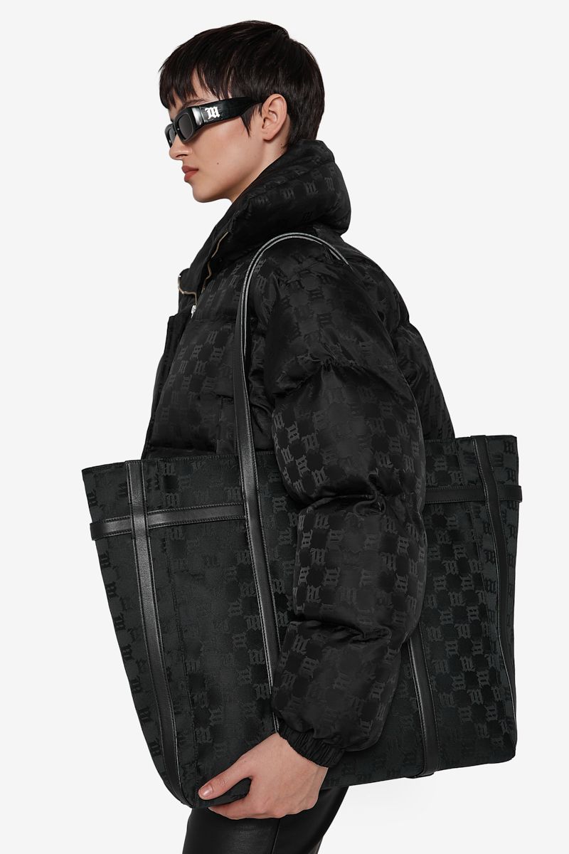 Monogram Nylon Shopper Bag Black