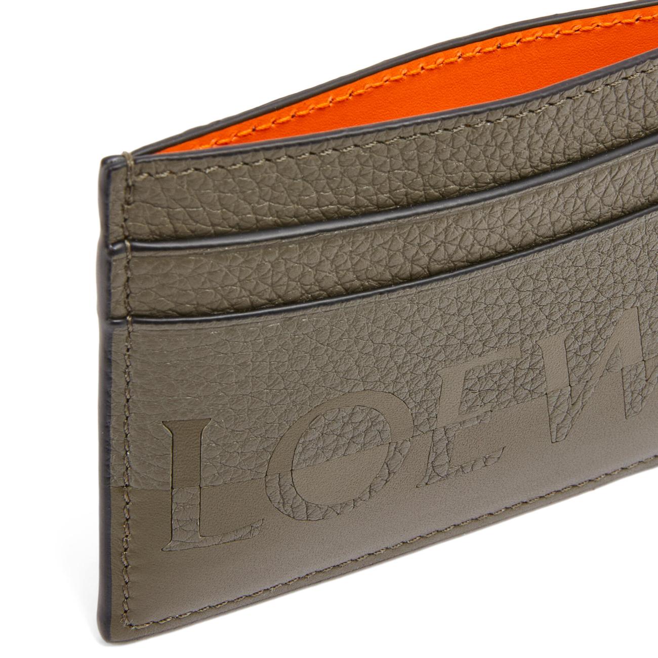 Signature plain cardholder in calfskin Khaki