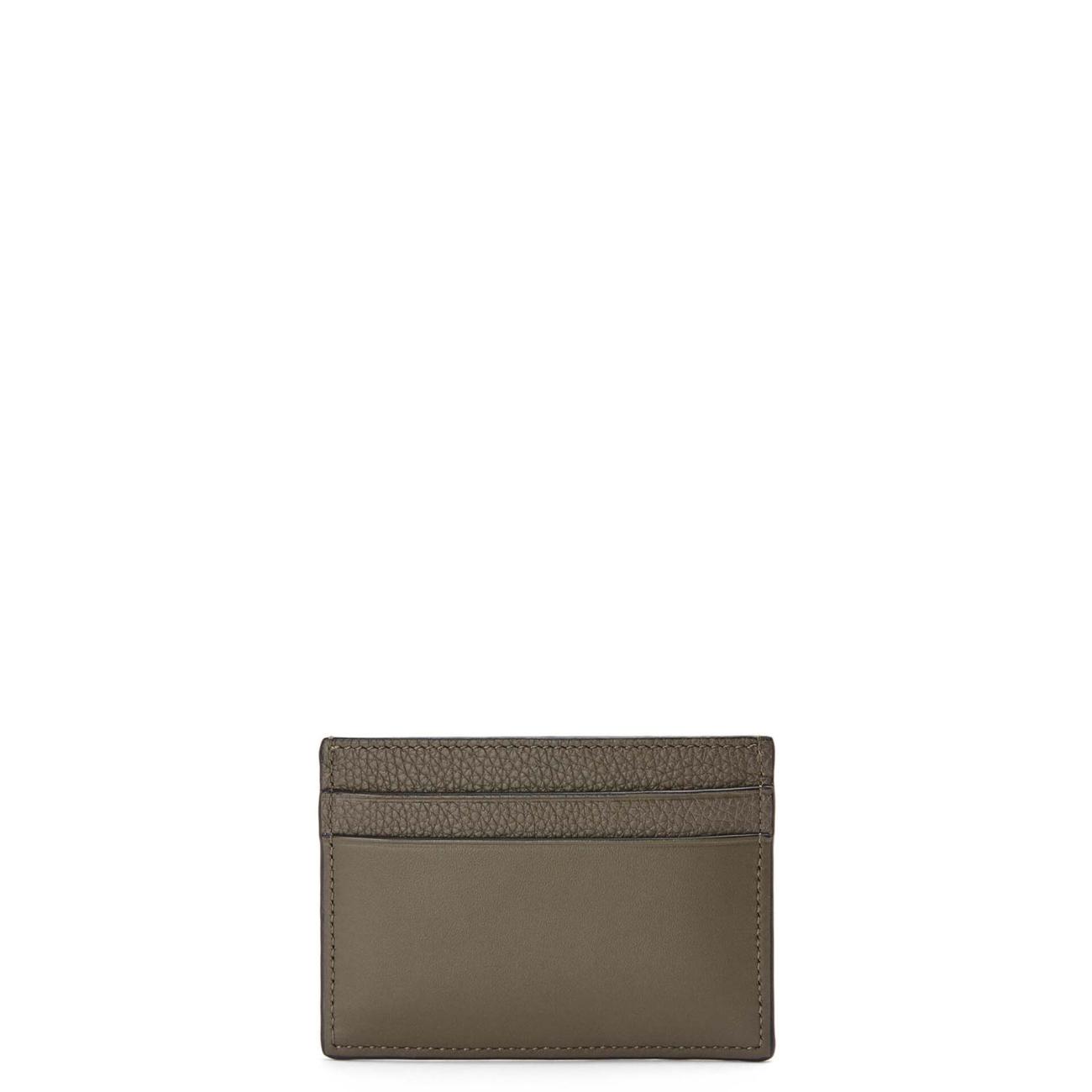 Signature plain cardholder in calfskin Khaki