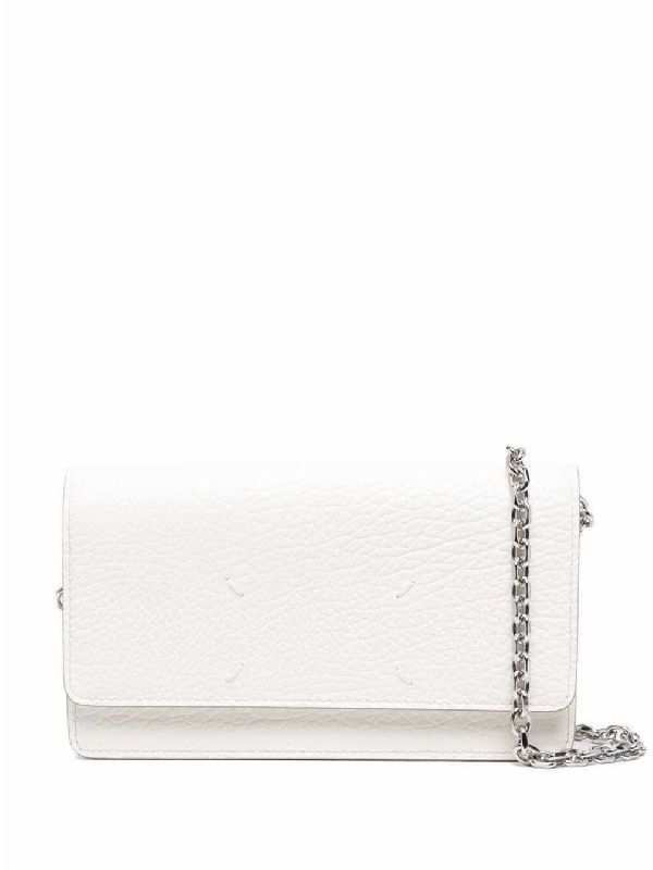 Four Stitches Chain Wallet in White