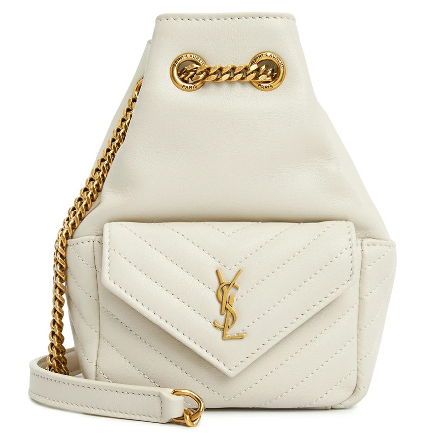 JOE MINI BUCKET BAG IN QUILTED LAMBSKIN (BLANC VINTAGE)