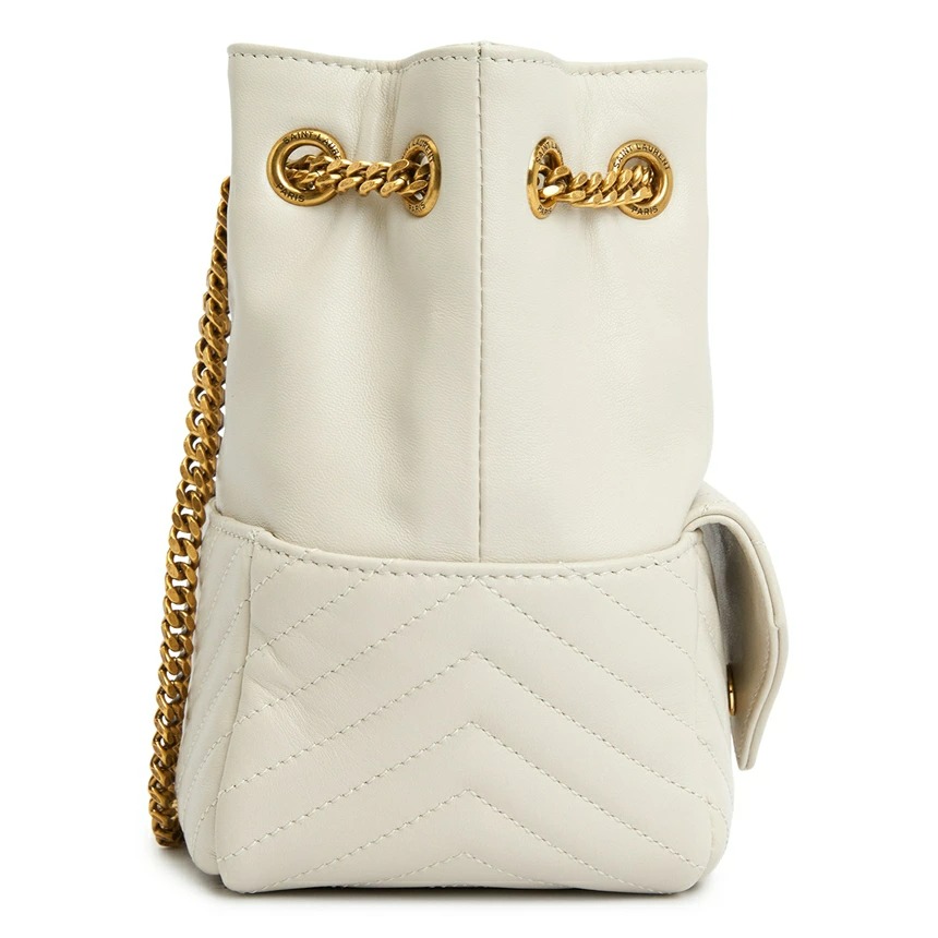 JOE MINI BUCKET BAG IN QUILTED LAMBSKIN (BLANC VINTAGE)