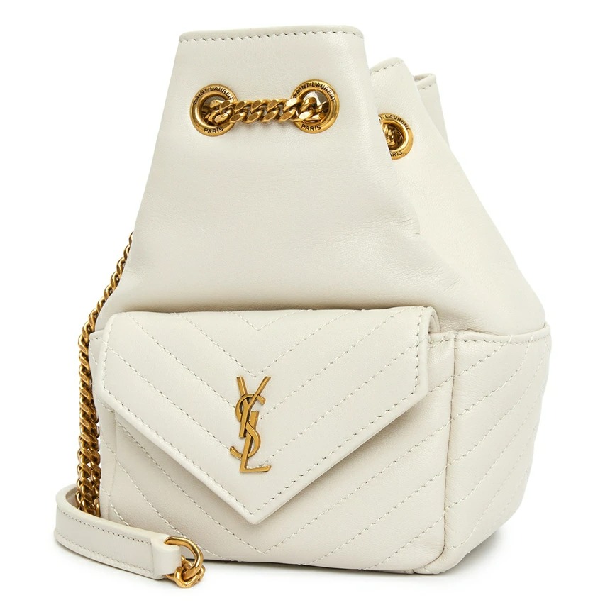 JOE MINI BUCKET BAG IN QUILTED LAMBSKIN (BLANC VINTAGE)