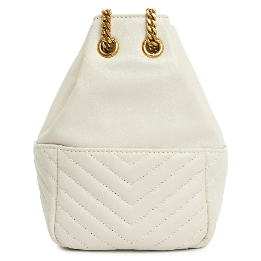 JOE MINI BUCKET BAG IN QUILTED LAMBSKIN (BLANC VINTAGE)