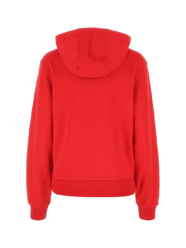 Logo Print Cotton Hoodie - Red 