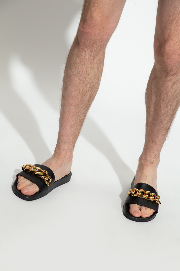 VERSACE BLACK ‘MEDUSA CHAIN’ SLIDES