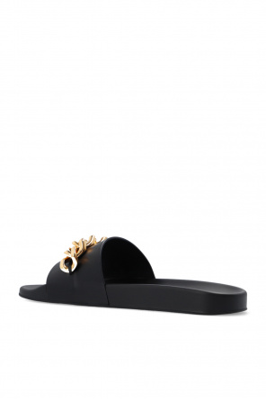 VERSACE BLACK ‘MEDUSA CHAIN’ SLIDES