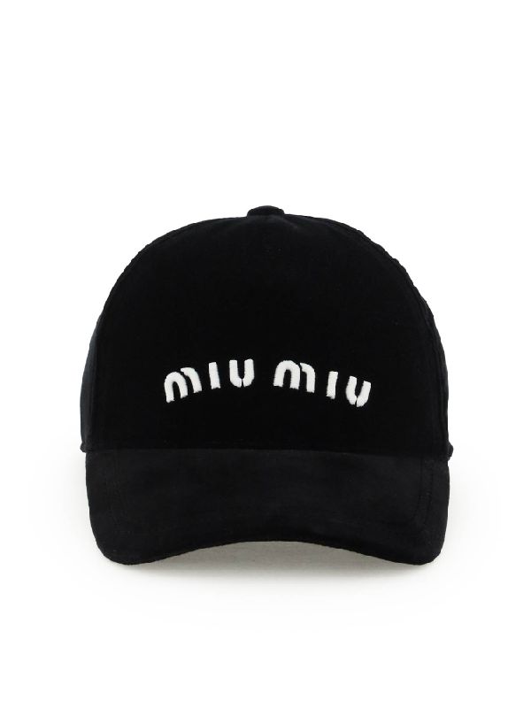 Logo embroidered velvet ball cap