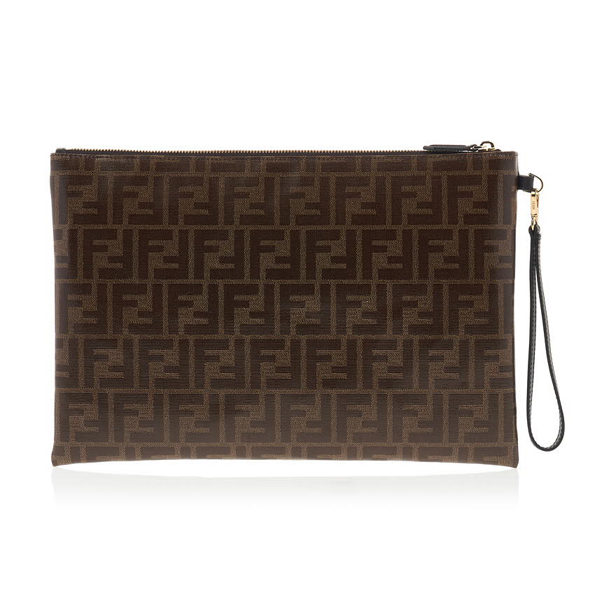 Large Flat Pouch Brown fabric pouch