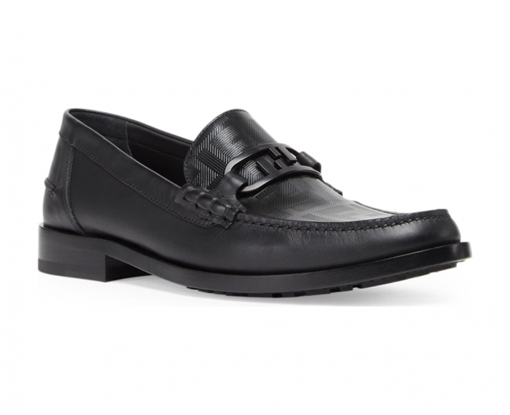 Black leather loafers