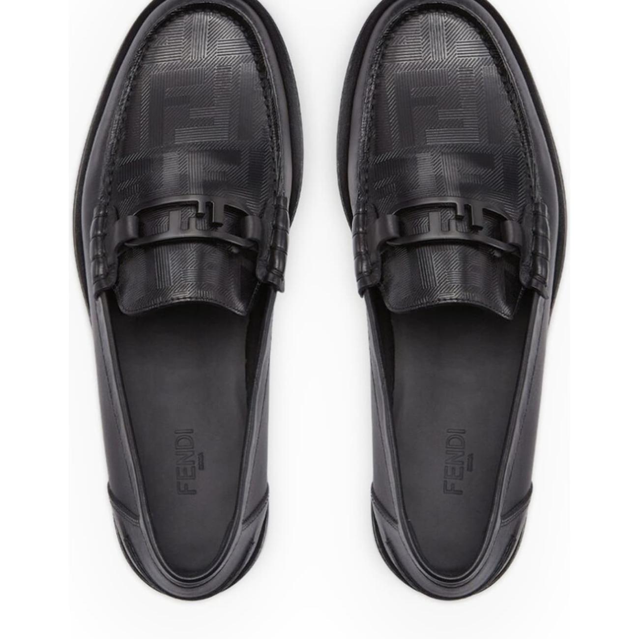 Black leather loafers