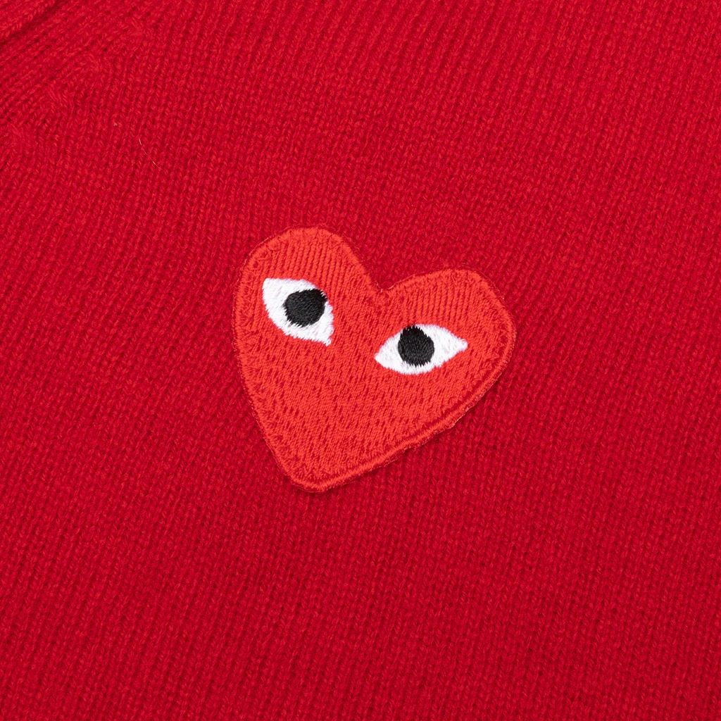 COMME DES GARCONS PLAY KNIT CARDIGAN RED HEART - RED