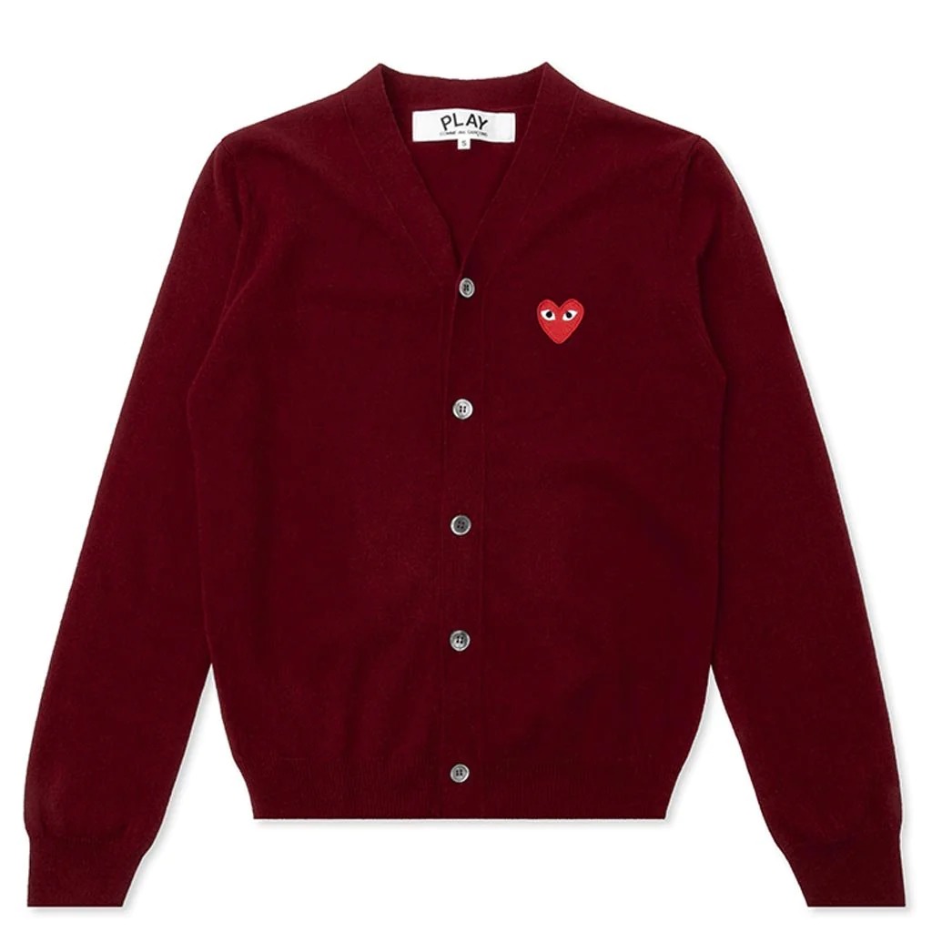 COMME DES GARCONS PLAY KNIT CARDIGAN RED HEART - BURGUNDY